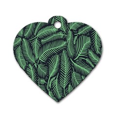 Coconut Leaves Summer Green Dog Tag Heart (two Sides)