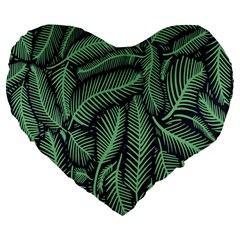 Coconut Leaves Summer Green Large 19  Premium Heart Shape Cushions by Mariart