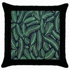 Coconut Leaves Summer Green Throw Pillow Case (black)