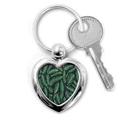 Coconut Leaves Summer Green Key Chains (heart) 