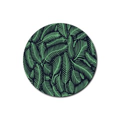 Coconut Leaves Summer Green Rubber Round Coaster (4 Pack)  by Mariart