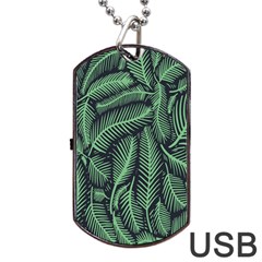 Coconut Leaves Summer Green Dog Tag Usb Flash (two Sides) by Mariart