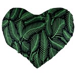 Coconut Leaves Summer Green Large 19  Premium Heart Shape Cushions Back