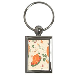 Happy Thanksgiving Chicken Bird Flower Floral Pumpkin Sunflower Key Chains (rectangle)  by Mariart