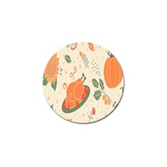 Happy Thanksgiving Chicken Bird Flower Floral Pumpkin Sunflower Golf Ball Marker by Mariart