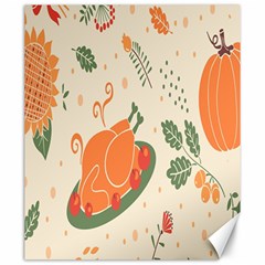 Happy Thanksgiving Chicken Bird Flower Floral Pumpkin Sunflower Canvas 20  X 24   by Mariart