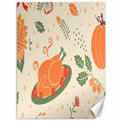 Happy Thanksgiving Chicken Bird Flower Floral Pumpkin Sunflower Canvas 36  X 48  