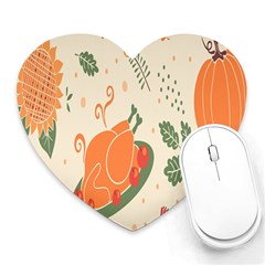 Happy Thanksgiving Chicken Bird Flower Floral Pumpkin Sunflower Heart Mousepads by Mariart