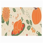 Happy Thanksgiving Chicken Bird Flower Floral Pumpkin Sunflower Large Glasses Cloth (2-Side) Front