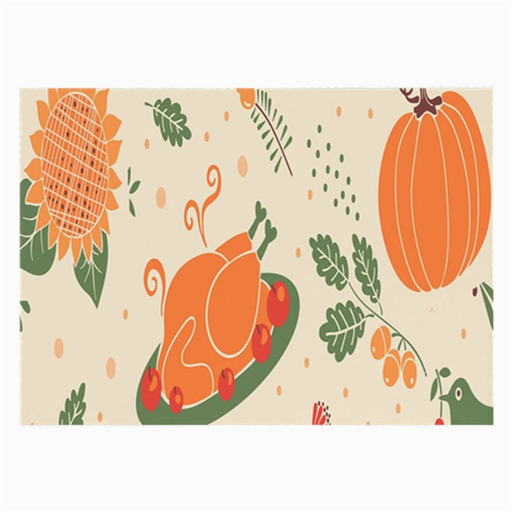 Happy Thanksgiving Chicken Bird Flower Floral Pumpkin Sunflower Large Glasses Cloth (2-Side)