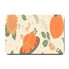 Happy Thanksgiving Chicken Bird Flower Floral Pumpkin Sunflower Small Doormat 