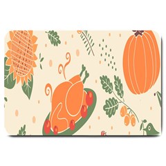 Happy Thanksgiving Chicken Bird Flower Floral Pumpkin Sunflower Large Doormat 