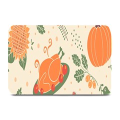 Happy Thanksgiving Chicken Bird Flower Floral Pumpkin Sunflower Plate Mats by Mariart