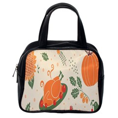 Happy Thanksgiving Chicken Bird Flower Floral Pumpkin Sunflower Classic Handbags (one Side) by Mariart