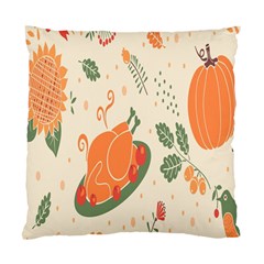 Happy Thanksgiving Chicken Bird Flower Floral Pumpkin Sunflower Standard Cushion Case (one Side) by Mariart