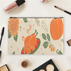 Happy Thanksgiving Chicken Bird Flower Floral Pumpkin Sunflower Cosmetic Bag (large)  by Mariart