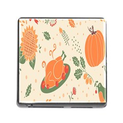 Happy Thanksgiving Chicken Bird Flower Floral Pumpkin Sunflower Memory Card Reader (square)