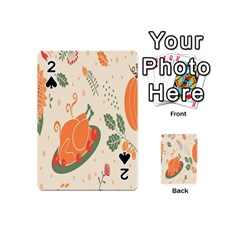 Happy Thanksgiving Chicken Bird Flower Floral Pumpkin Sunflower Playing Cards 54 (mini)  by Mariart