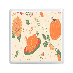 Happy Thanksgiving Chicken Bird Flower Floral Pumpkin Sunflower Memory Card Reader (square) 