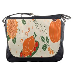 Happy Thanksgiving Chicken Bird Flower Floral Pumpkin Sunflower Messenger Bags