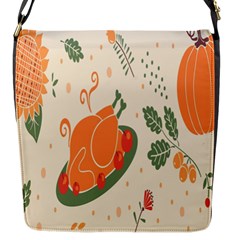 Happy Thanksgiving Chicken Bird Flower Floral Pumpkin Sunflower Flap Messenger Bag (s)