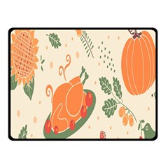 Happy Thanksgiving Chicken Bird Flower Floral Pumpkin Sunflower Double Sided Fleece Blanket (small)  by Mariart