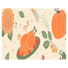 Happy Thanksgiving Chicken Bird Flower Floral Pumpkin Sunflower Double Sided Flano Blanket (medium)  by Mariart