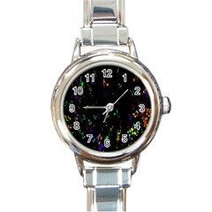 Colorful Music Notes Rainbow Round Italian Charm Watch