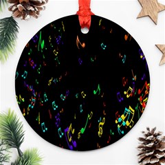 Colorful Music Notes Rainbow Ornament (round)