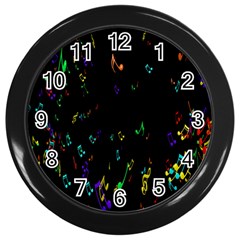 Colorful Music Notes Rainbow Wall Clocks (black) by Mariart