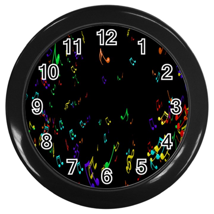 Colorful Music Notes Rainbow Wall Clocks (Black)