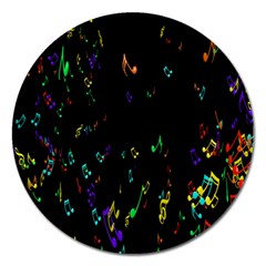 Colorful Music Notes Rainbow Magnet 5  (round)