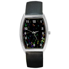 Colorful Music Notes Rainbow Barrel Style Metal Watch by Mariart