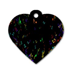 Colorful Music Notes Rainbow Dog Tag Heart (one Side) by Mariart