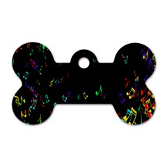 Colorful Music Notes Rainbow Dog Tag Bone (two Sides)