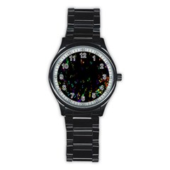 Colorful Music Notes Rainbow Stainless Steel Round Watch by Mariart