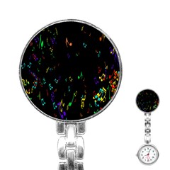 Colorful Music Notes Rainbow Stainless Steel Nurses Watch by Mariart