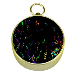 Colorful Music Notes Rainbow Gold Compasses