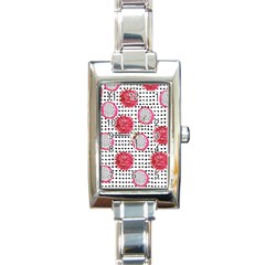 Fruit Patterns Bouffants Broken Hearts Dragon Polka Dots Red Black Rectangle Italian Charm Watch by Mariart