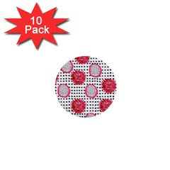 Fruit Patterns Bouffants Broken Hearts Dragon Polka Dots Red Black 1  Mini Buttons (10 Pack)  by Mariart