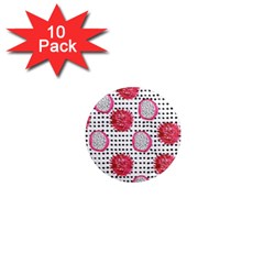 Fruit Patterns Bouffants Broken Hearts Dragon Polka Dots Red Black 1  Mini Magnet (10 Pack)  by Mariart