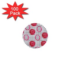 Fruit Patterns Bouffants Broken Hearts Dragon Polka Dots Red Black 1  Mini Buttons (100 Pack) 