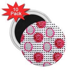 Fruit Patterns Bouffants Broken Hearts Dragon Polka Dots Red Black 2 25  Magnets (10 Pack)  by Mariart