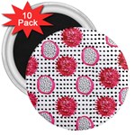 Fruit Patterns Bouffants Broken Hearts Dragon Polka Dots Red Black 3  Magnets (10 pack)  Front