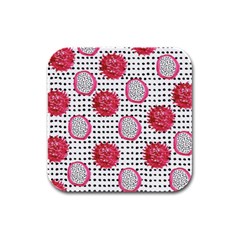 Fruit Patterns Bouffants Broken Hearts Dragon Polka Dots Red Black Rubber Square Coaster (4 Pack) 