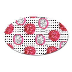 Fruit Patterns Bouffants Broken Hearts Dragon Polka Dots Red Black Oval Magnet