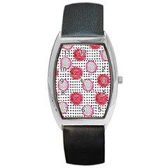 Fruit Patterns Bouffants Broken Hearts Dragon Polka Dots Red Black Barrel Style Metal Watch by Mariart