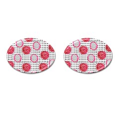 Fruit Patterns Bouffants Broken Hearts Dragon Polka Dots Red Black Cufflinks (oval)