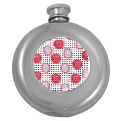 Fruit Patterns Bouffants Broken Hearts Dragon Polka Dots Red Black Round Hip Flask (5 Oz) by Mariart