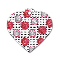 Fruit Patterns Bouffants Broken Hearts Dragon Polka Dots Red Black Dog Tag Heart (two Sides) by Mariart